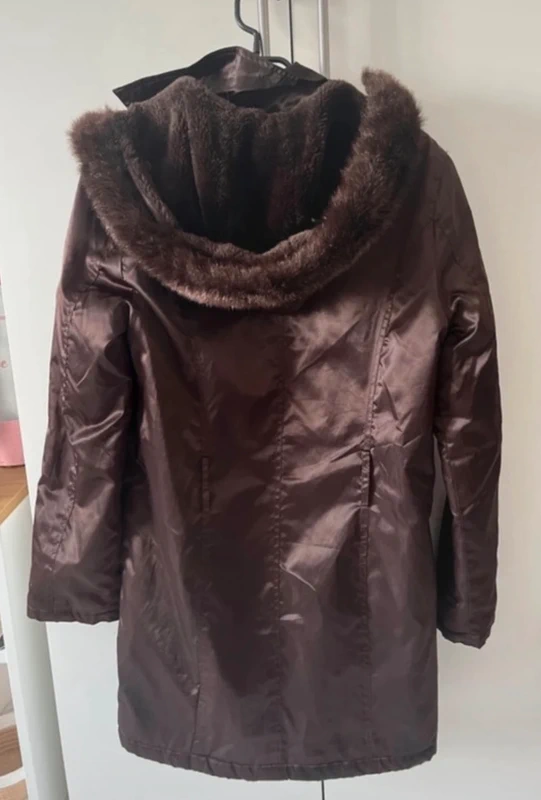 Parka marron doublée en fourrure avec capuche - photo numéro 2