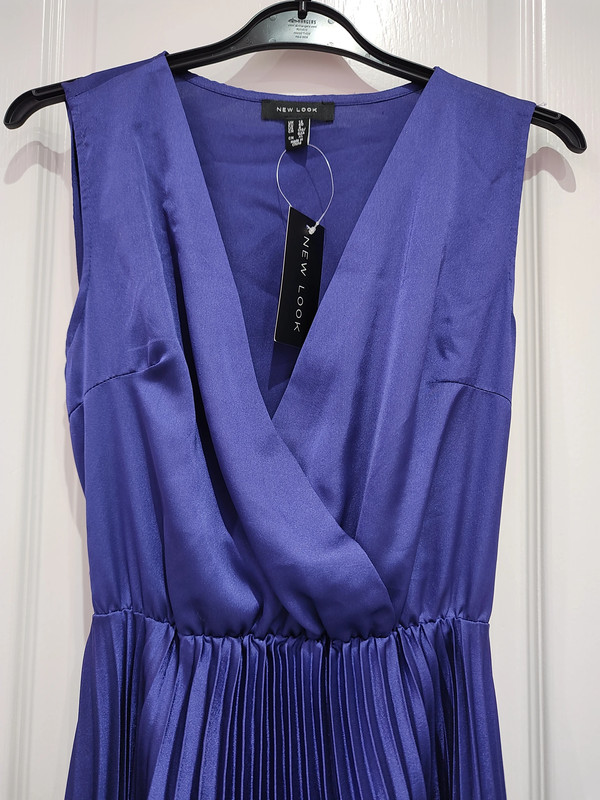 NEW Tag Look Purple Occasion Satin Pleated Dress UK 12 2
