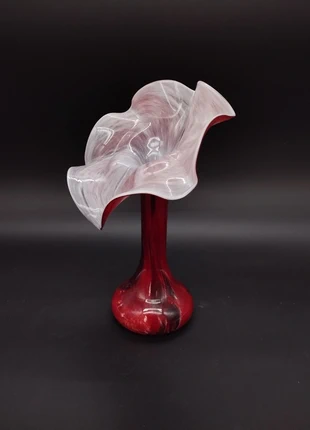 Vase soufflé bouche signé La Rochère – 27,5 cm – décor rouge & blanc, merk: La Rochere, staat: Heel goed, € 38,00, € 40,60 inclusief Kopersbescherming