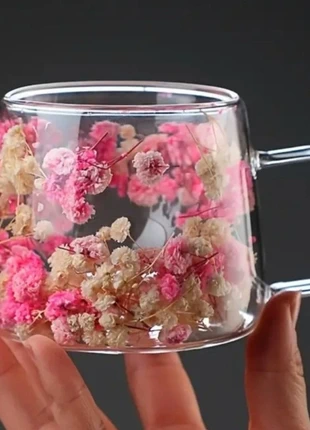 Jolie tasse en verre et fleurs séchées, brand: sans marque, condizioni: Nuovo con cartellino, €8.00, €9.10 include la Protezione acquisti