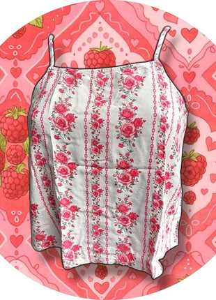 ●Canotta Bianca con Rose – Tg S – Sexy Y2K Fairycore Coquette●, marke: Vintage Dressing, zustand: Sehr gut, größe: S / 36 / 8, 14,00 €, 15,40 € inklusive Vinted-Käuferschutz