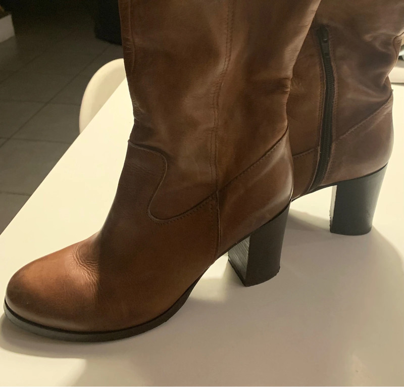 Bottes en cuir marron camel Eram Vinted