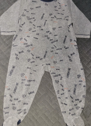 Pyjama velours gris bébé taille 12 mois