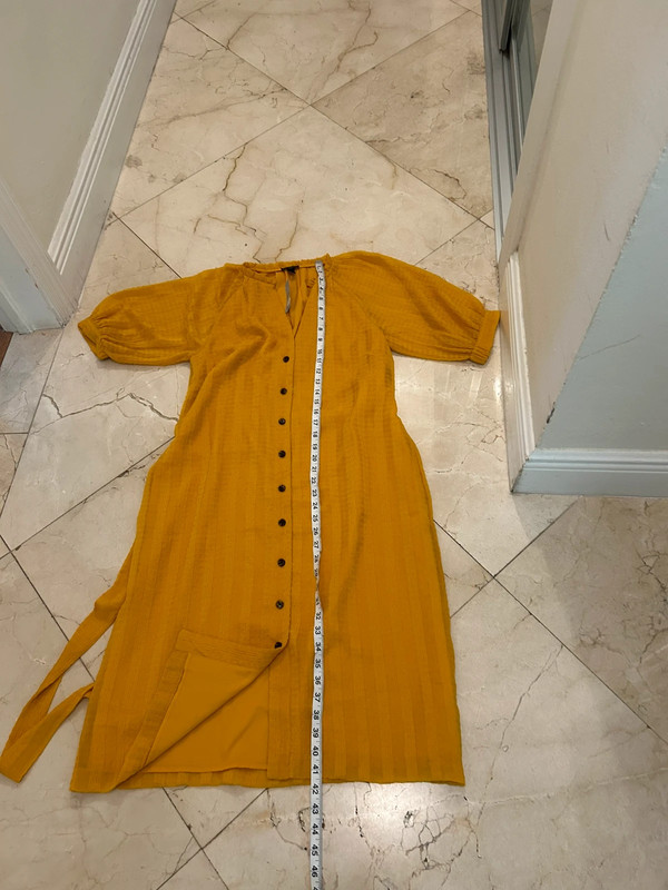 Ann Taylor shirt yellow dress belted, Petite M 5