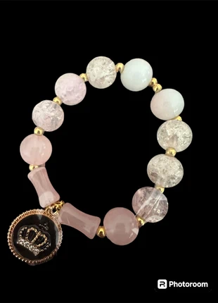 Bracelet rose avec pendentif à couronne et strass, condizioni: Nuovo senza cartellino, €4.00, €4.90 include la Protezione acquisti