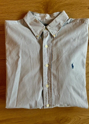 Vintage Ralph Lauren Shirt – White with Blue Micro Check and Navy Polo Logo – Size XL (Classic Fit), marque: Ralph Lauren, état: Neuf sans étiquette, taille: L, 28,00 €, 30,10 € Protection acheteurs incluse