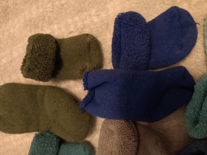 6 Pair Plush Baby Socks Blues Greens Neutrals 3