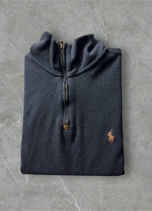 Half zip / 1/4 Zip Ralph Lauren col camionneur marine  logo brodé marron Taille M (Unisexe), marca: Ralph Lauren, estado: Muito bom, tamanho: M, €29.00, €31.15 inclui Proteção do Comprador Pro