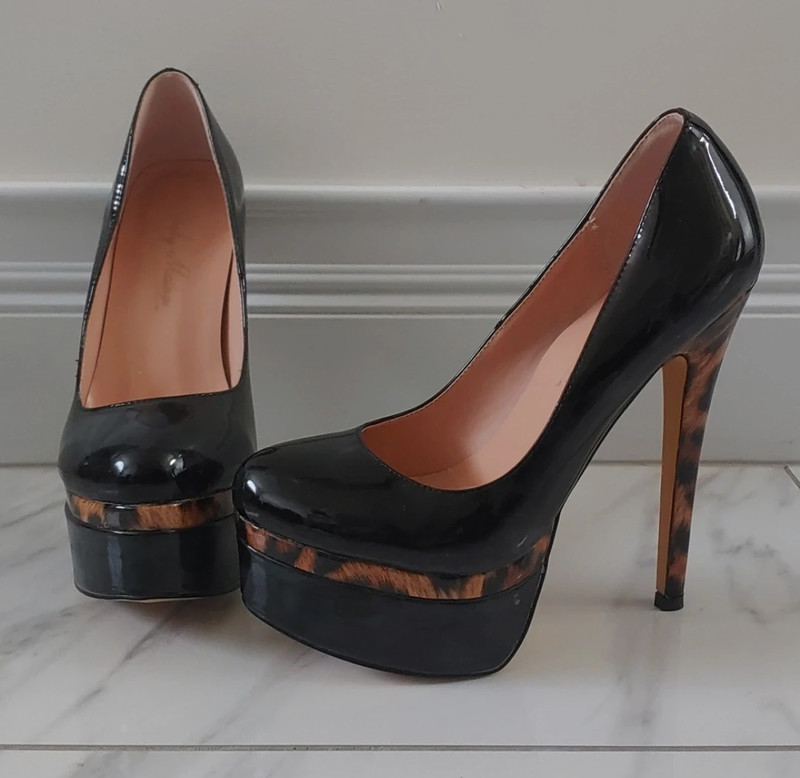 Women's Platform Black and Leopard Heels Size 9 1