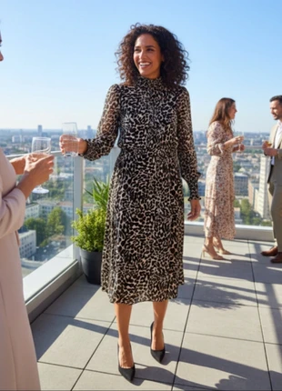 Vestido Zara XS midi Print Leopardo, marca: Zara, estado: Muito bom, tamanho: XS / 34 / 6, €23.99, €25.89 inclui Proteção do Comprador