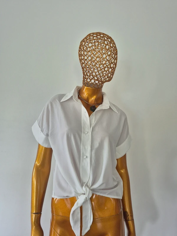 Chemise à nouer Manches Courtes Blanche Femme Taille S/M