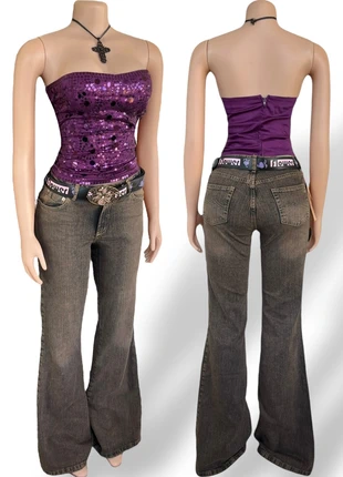 Vintage Y2K 2000's sexy girl USA wide bell leg acid wash jeans, marque: Vintage Dressing, état: Neuf avec étiquette, taille: M / 38 / 10, 60,99 €, 64,74 € Protection acheteurs (Pro) incluse