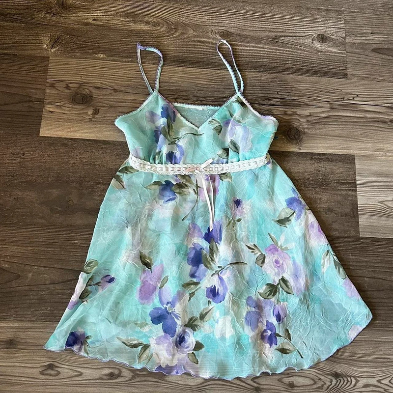 blue floral slip dres, tag cut off but fits like a medium 1