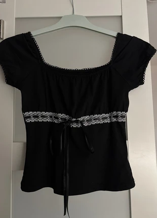 Vintage Coquette Croptop Schwarz, merk: COQUETTE, staat: Nieuw zonder prijskaartje, maat: S / 36 / 8, € 22,00, € 23,80 inclusief Kopersbescherming