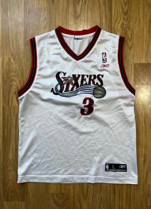 Maillot de basket reebok vintage rétro 76ers sixers floqué alen inversion 3 blanc rouge noire L, marca: Reebok, estado: Bom, tamanho: L, €39.00, €41.65 inclui Proteção do Comprador