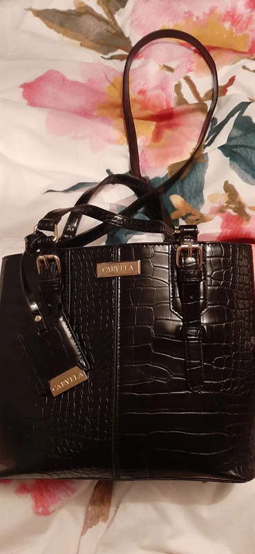 Carvela black 2024 croc bag