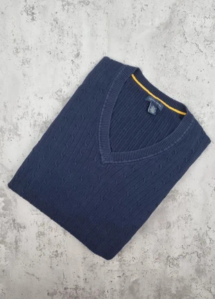 Pull col V torsadé Tommy Hilfiger bleu marine – Taille XL Femme (mesures en photos), merk: Tommy Hilfiger, staat: Heel goed, maat: XL / 42 / 14, € 20,00, € 21,70 inclusief Kopersbescherming Pro