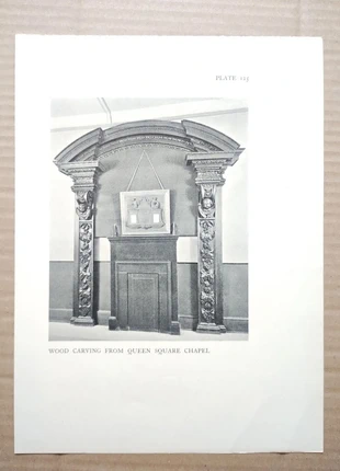 Wood Carving from Queen Square Chapel, Westminster - Antique Print - 1926, brand: NO LABEL, condition: Good, £8.99, £10.14 includes Buyer Protection Pro