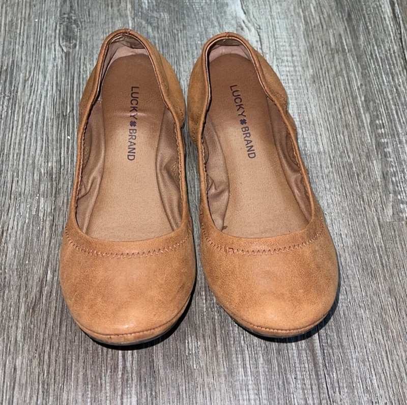 Brown Lucky Brand Emmie Leather Ballet Flats size 7.5 2