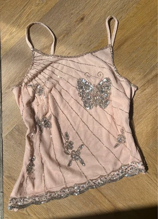 Beautiful sequined butterfly top, merk: Vintage Dressing, staat: Heel goed, maat: XS / 34 / 6, € 54,99, € 58,44 inclusief Kopersbescherming