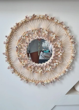Miroir osier coquillage unique bali décoration intérieur bohème balinais zen, merk: Bali, staat: Nieuw met prijskaartje, € 35,00, € 37,45 inclusief Kopersbescherming