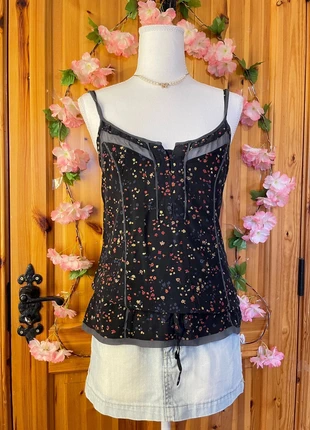 Silk Floral Corset Style Top | Hook Front | Adjustable Straps | 294., brand: Silk, condition: Very good, size: S / 36 / 8, €25.00, €26.95 includes Buyer Protection