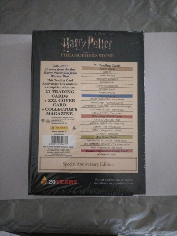 Coffret de cartes Harry Potter 20 ans - PANINI - 21 cartes + 1