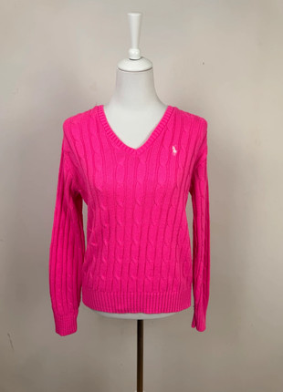 Pull sweat col V torsadé Ralph Lauren Rose logo blanc brodé Blanc, marque: Ralph Lauren, état: Très bon état, taille: M / 38 / 10, 49,99 €, 53,19 € Protection acheteurs incluse