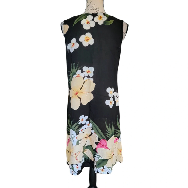 LA Cera Small Black Hawaiian Floral Dress 3