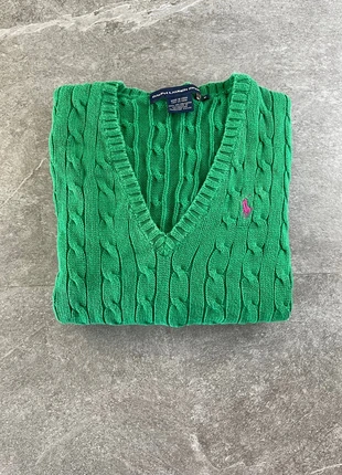 Pull Torsadé Cable Knit Sweater Ralph Lauren Col V Femme - Taille M - Couleur Vert, marke: Ralph Lauren, zustand: Sehr gut, größe: M / 38 / 10, 38,00 €, 40,60 € beinhaltet Vinted-Käuferschutz Pro