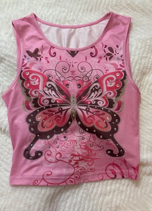 pink rhinestone butterfly top, staat: Nieuw zonder prijskaartje, maat: S / 36 / 8, € 10,00, € 11,20 inclusief Kopersbescherming