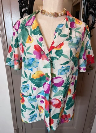 Blouse vintage fleurie, marca: C&A, estado: Muy bueno, tamaño: XXL / 44 / 16, 7,00 €, 8,05 € Protección al comprador incluida