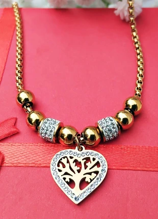 Collier acier inoxydable pendentif cœur arbre de vie doré – amour femme, marca: Boutique Île de Beauté, estado: Novo sem etiquetas, €4.95, €5.90 inclui Proteção do Comprador Pro