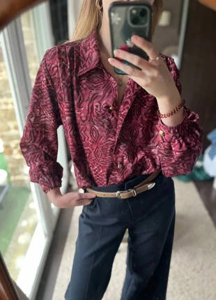 Chemise vintage 80s 90s motif python – boutons dorés, brand: Vintage Dressing, condition: Good, size: S / 36 / 8, €12.00, €13.30 includes Buyer Protection