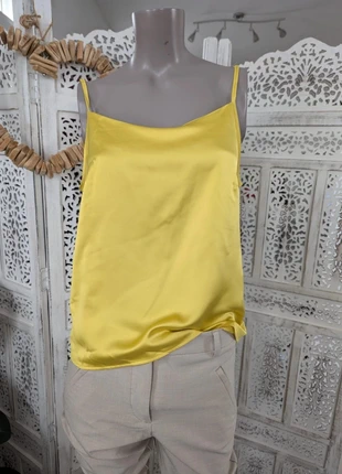 Top jaune satiné Bohomoss – Détail fleuri crème – Taille 38/40 B16, brand: Bohomoss, condition: Very good, size: M / 38 / 10, €18.99, €20.64 includes Buyer Protection Pro