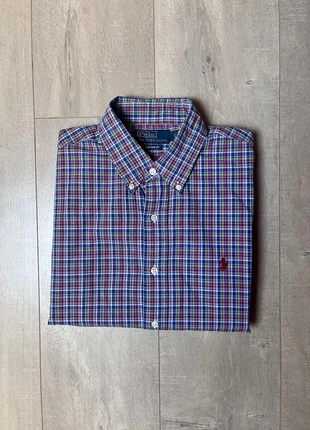 Chemise à carreaux Ralph Lauren bleu et rouge taille L, merk: Ralph Lauren, staat: Heel goed, maat: L, € 15,00, € 16,45 inclusief Kopersbescherming