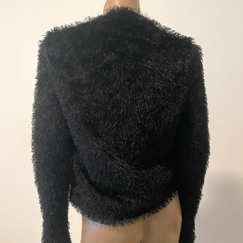 Kardashian Collection furry eyelash fringe open front jacket blazer C2 7075 2