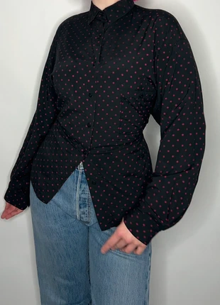 1990s black pink polkadot indie retro whimsigoth witch Copenhagen arthoe grunge goth alt blouse, marque: Vintage, état: Bon état, taille: XL / 42 / 14, 10,00 €, 11,20 € Protection acheteurs (Pro) incluse