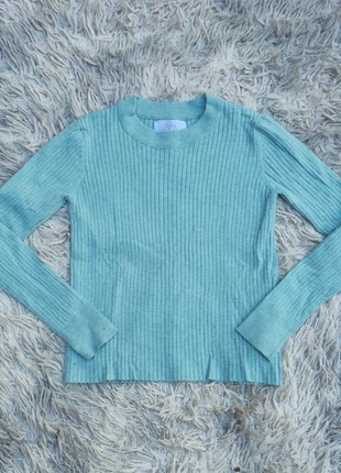 Pull bleu turquoise côtelé taille 14 ans Zara, marke: Zara, zustand: Sehr gut, größe: 14 Jahre / 164, 6,00 €, 7,00 € inklusive Vinted-Käuferschutz