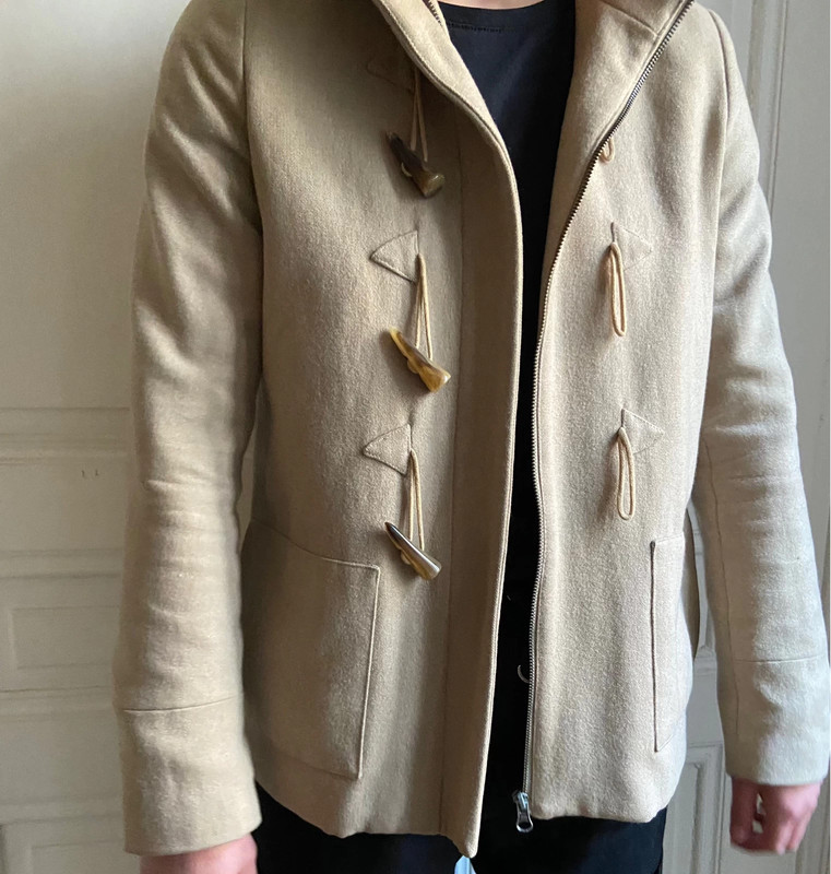 manteau festonné naf naf camel