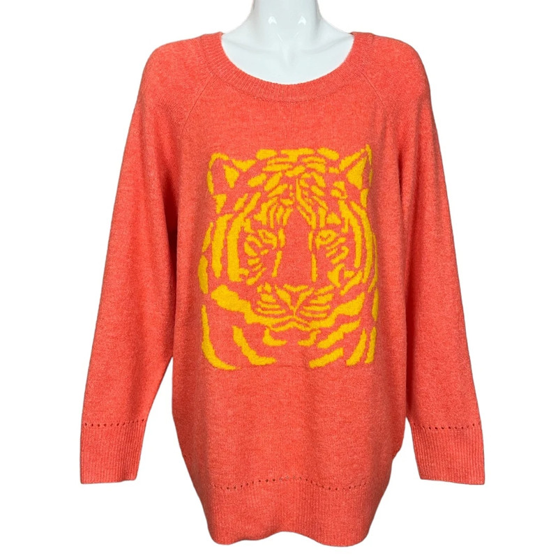 Torrid Orange Raglan Sleeve Tiger Sweatshirt Size 1/1X/14-16 NWT 1