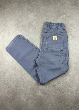 Pantalon bleu Flint pant Carhartt bleu S/M single knee 102 cm, marke: Carhartt, zustand: Sehr gut, größe: S, 35,00 €, 37,45 € inklusive Vinted-Käuferschutz