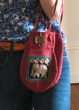 Sac bourse ethnique indien toile de jute rose foncé, marca: Fabrication Artisanale, estado: Muito bom, €7.00, €8.05 inclui Proteção do Comprador