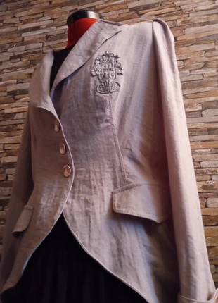 Veste légère style redingote gris violine dentelle macramé 44, condizioni: Ottime, taglia: XXL / IT 48 / EU 44, €15.00, €16.45 include la Protezione acquisti