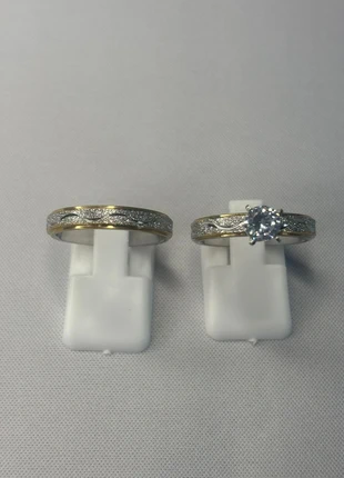 Duo de bagues dorées et argentées avec zircon (BA040-43), marca: DUO, estado: Nuevo sin etiquetas, tamaño: 18,1 mm Ø / 18,5, 9,50 €, 10,68 € Protección al comprador Pro incluida