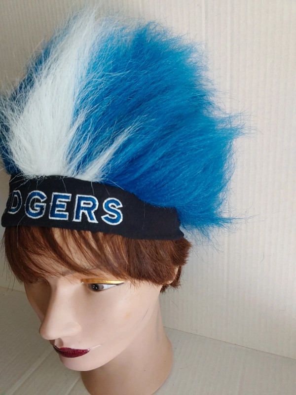 Los Angeles Dodgers MLB Fuzzy Hair Beanie Cap Hat Blue and White