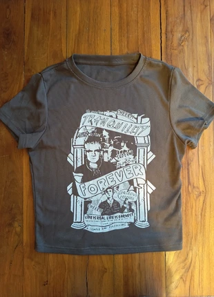 T-shirt DAZY marron à motif blanc, marke: Dazy, zustand: Sehr gut, größe: M / 38 / 10, 8,00 €, 9,10 € inklusive Vinted-Käuferschutz