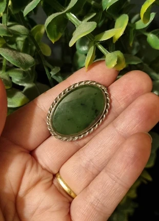 Nephrite jade and sterling silver 1930s brooch, brand: jade and silver 1930s, condition: Very good, £30.00, £32.20 includes Buyer Protection