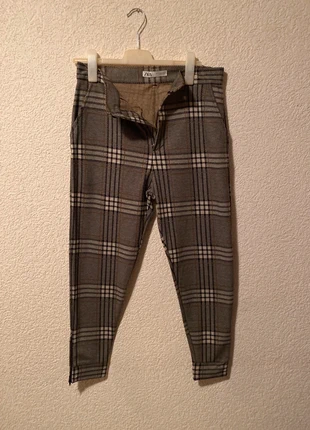 ZARA Karohose Herren  L – Slim Fit kariert braun grau elegant, merk: Zara, staat: Nieuw zonder prijskaartje, maat: L, € 20,00, € 21,70 inclusief Kopersbescherming