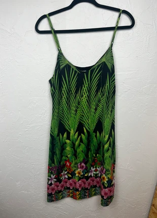 Robe à bretelles verte Desigual motif jungle – Taille XL, condition: Very good, size: XL / 42 / 14, €10.00, €11.20 includes Buyer Protection